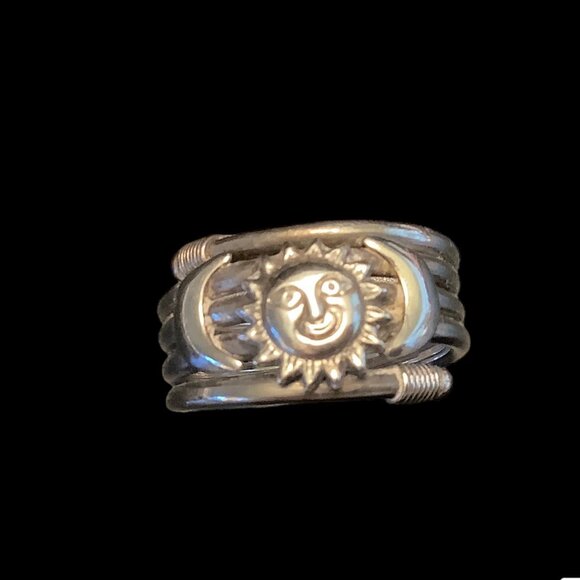 Ring Triple Moon Goddess Silver Coiled Approx Ring Size 10 - Picture 4 of 4